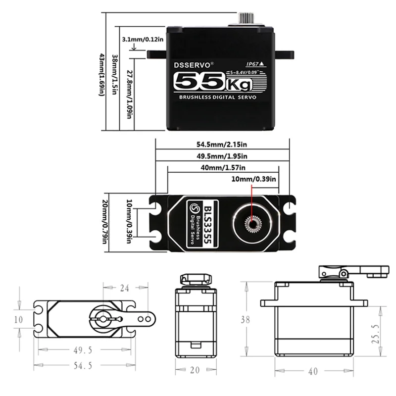 1xBLS3355 Update Servo 25KG 35KG 55KG 75KG Full Metal casing Digital Servo Baja Servo Waterproof Servo for Baja Cars