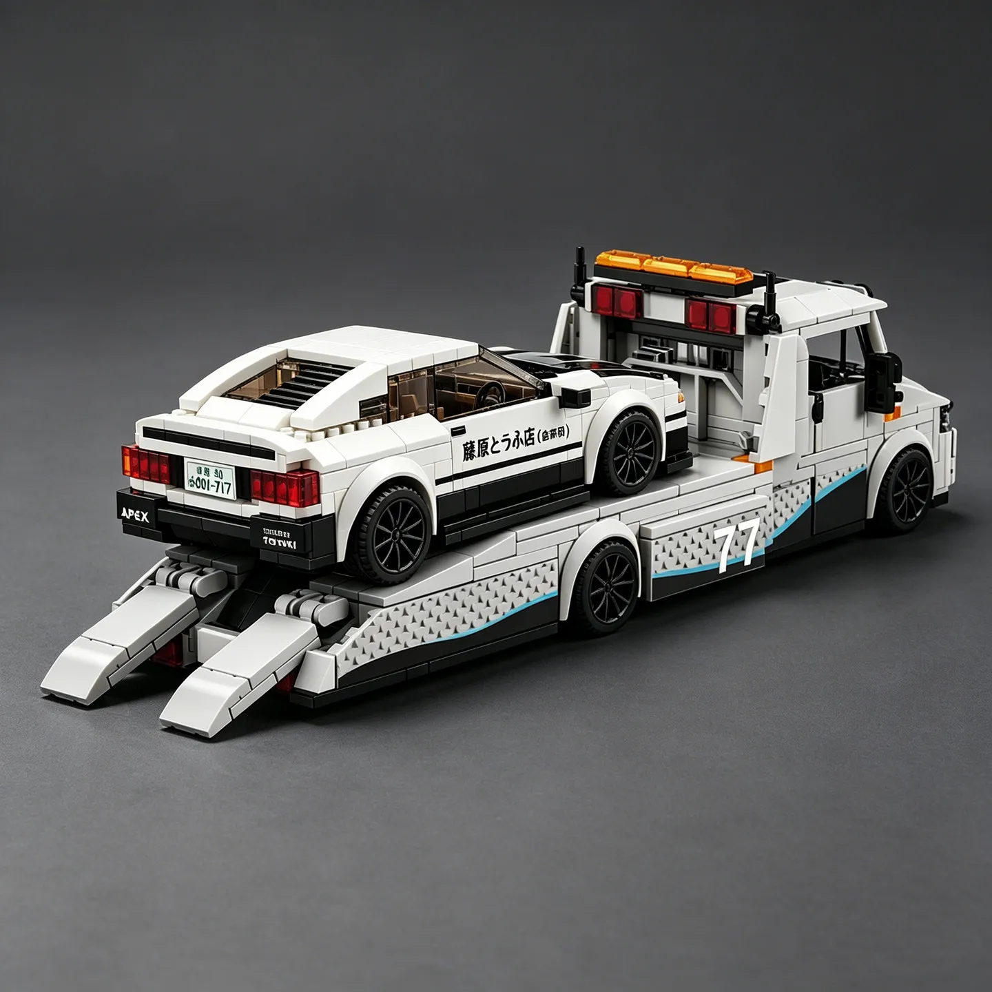 City Series Sprinter Modified Trailer 8-Compartment Race Car Transport Truck Building Blocks Toy Cars Car Models Trucks