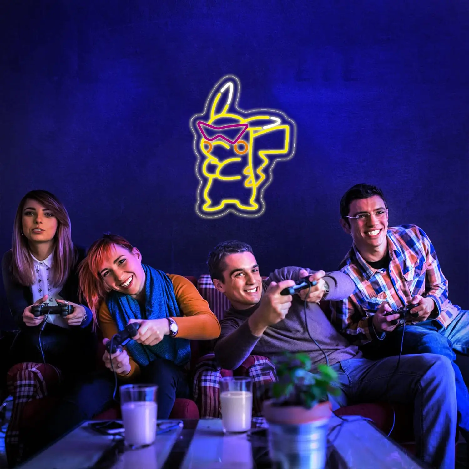Cool Pikachu Neon Light Sign for Wall Decor USB Dimmable LED Neon Sign for Gaming Setup Boy Birthday Teen Room Anime Gifts