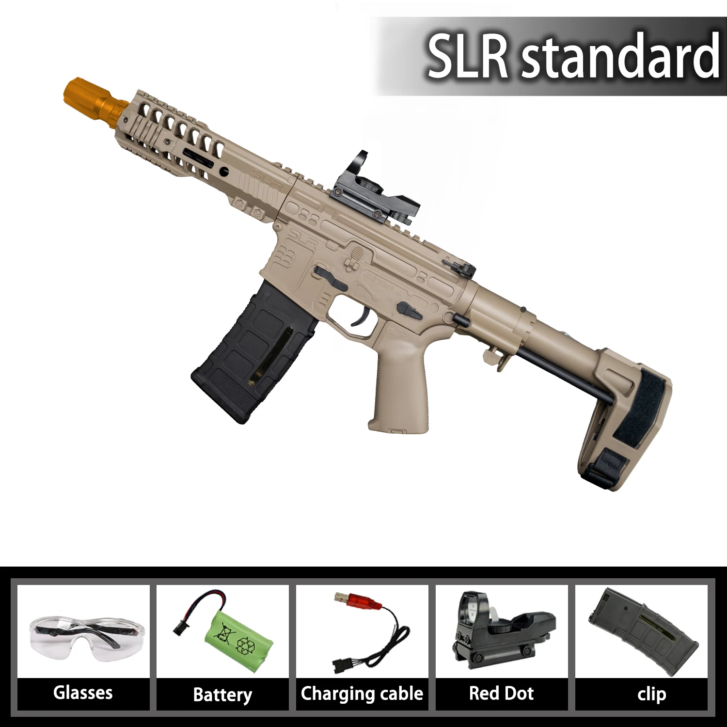 Nylon SLR Electric Gel Ball Blasting Toy Gun, Automatic Splash Ball Launcher, Suitable for Outdoor Shooting Games [No Ammo]