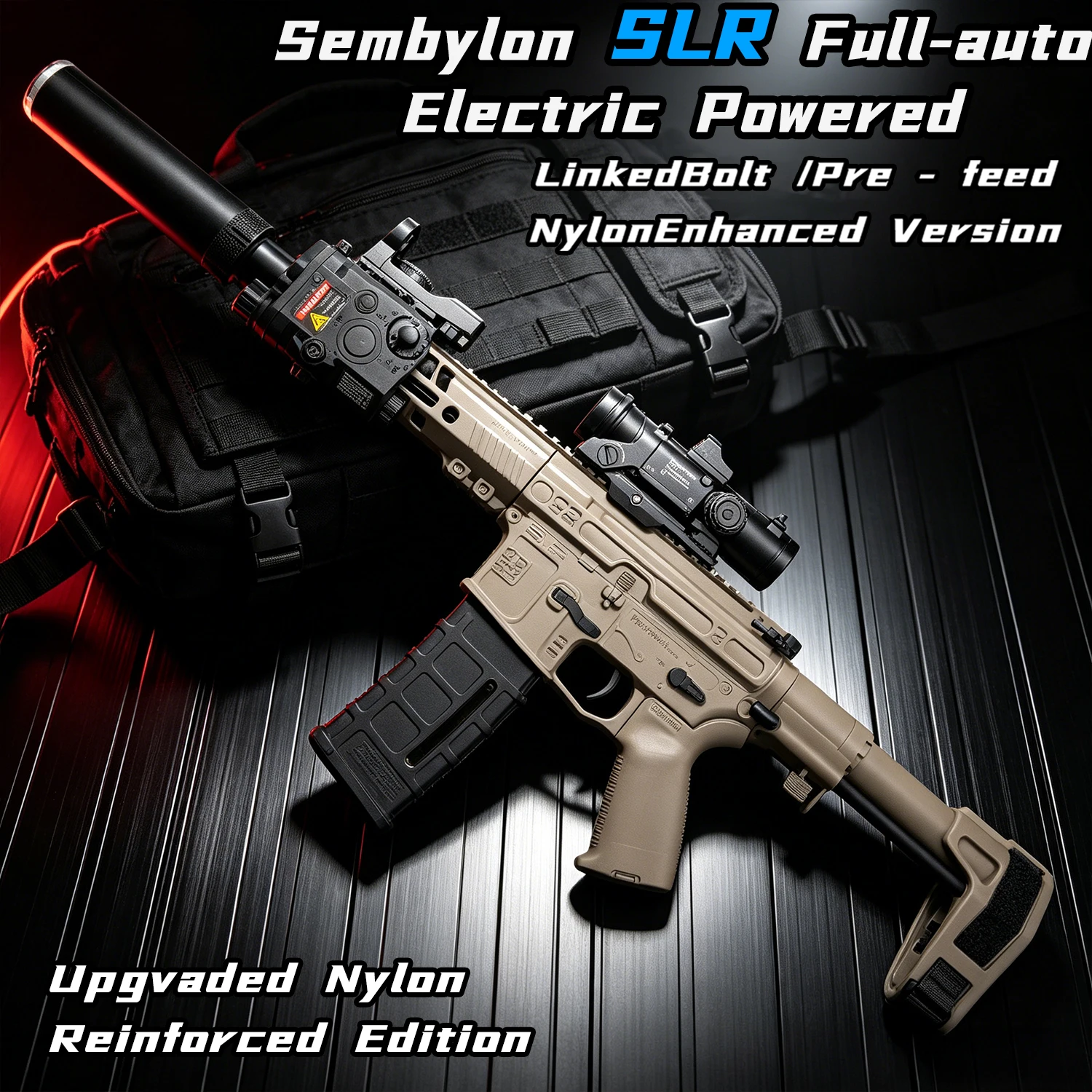 Nylon SLR Electric Gel Ball Blasting Toy Gun, Automatic Splash Ball Launcher, Suitable for Outdoor Shooting Games [No Ammo]