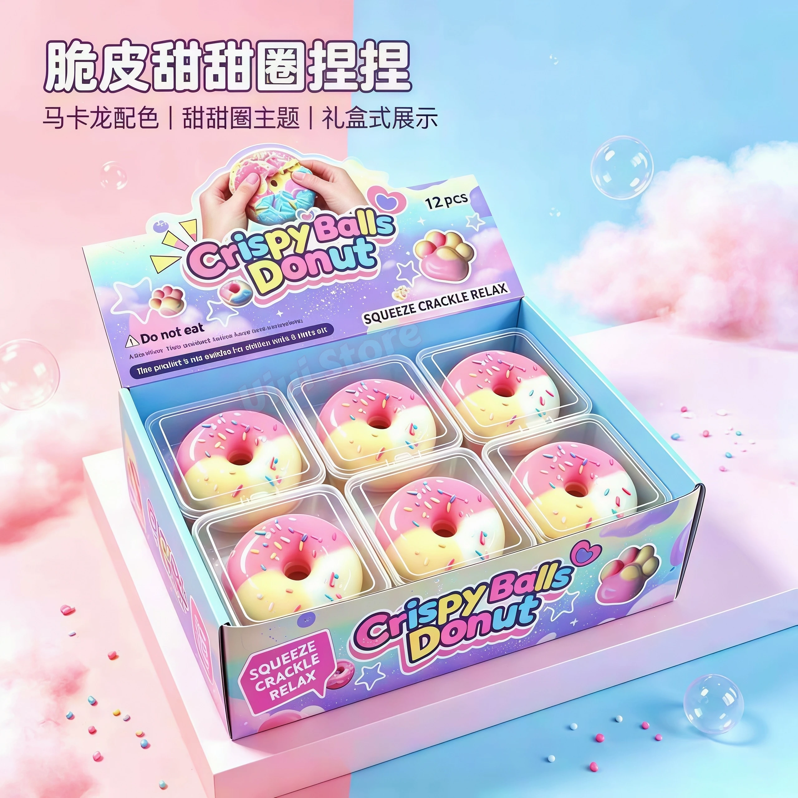 Chocolate Wax Cracking Squeeze Fidgets Cat Paw Donut Crunchy Sound Ball Handmade Craft Crispy Feel Snowball Crunch Squishy Gift