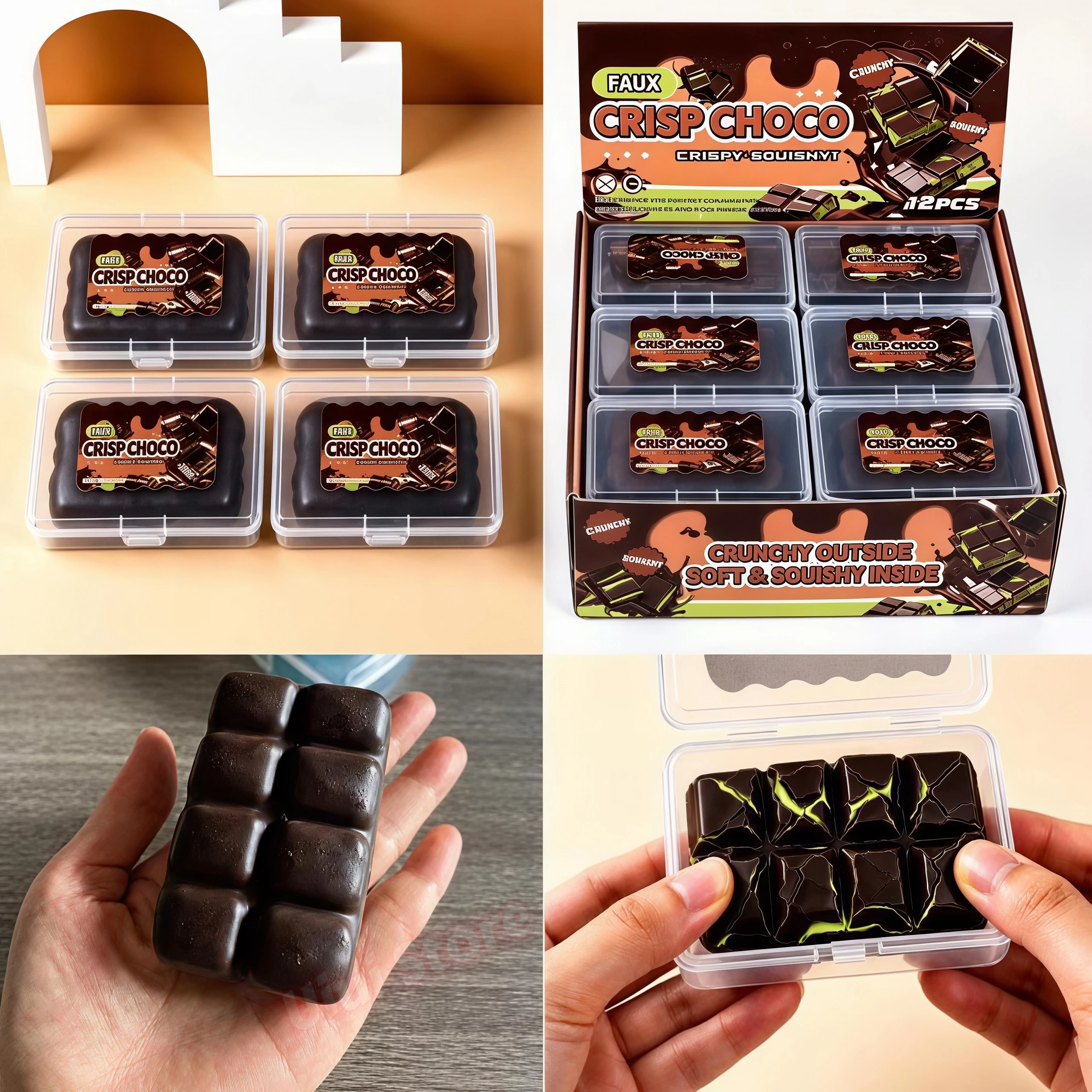 Chocolate Wax Cracking Squeeze Fidgets Cat Paw Donut Crunchy Sound Ball Handmade Craft Crispy Feel Snowball Crunch Squishy Gift