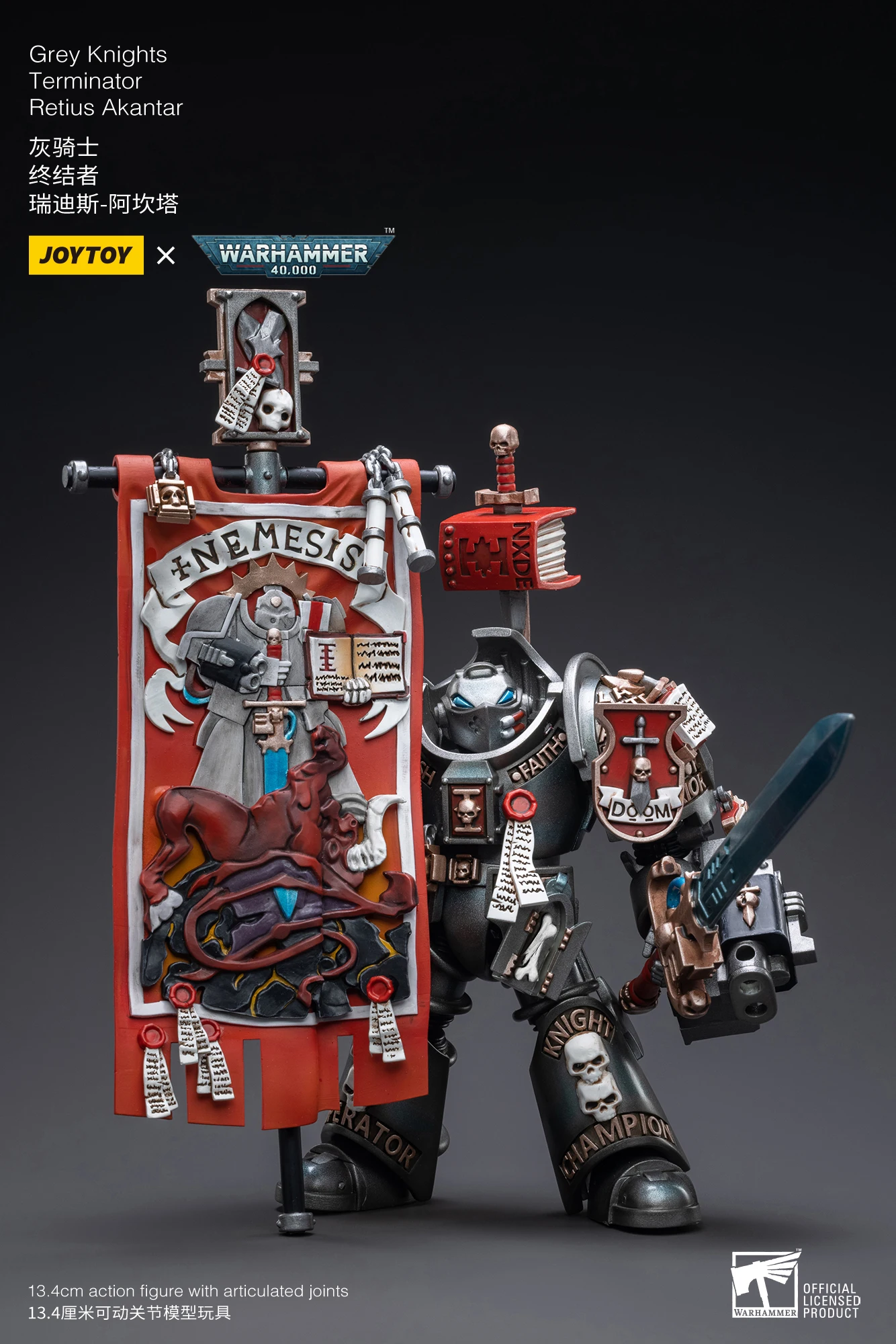 JOYTOY Warhammer 40,000 1/18 Action Figures Grey Knights Castellan Crowe Grey Knights Terminator Caddon Vibova