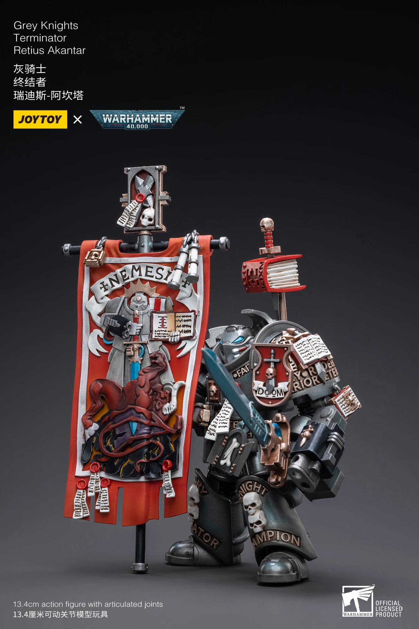 JOYTOY Warhammer 40,000 1/18 Action Figures Grey Knights Castellan Crowe Grey Knights Terminator Caddon Vibova