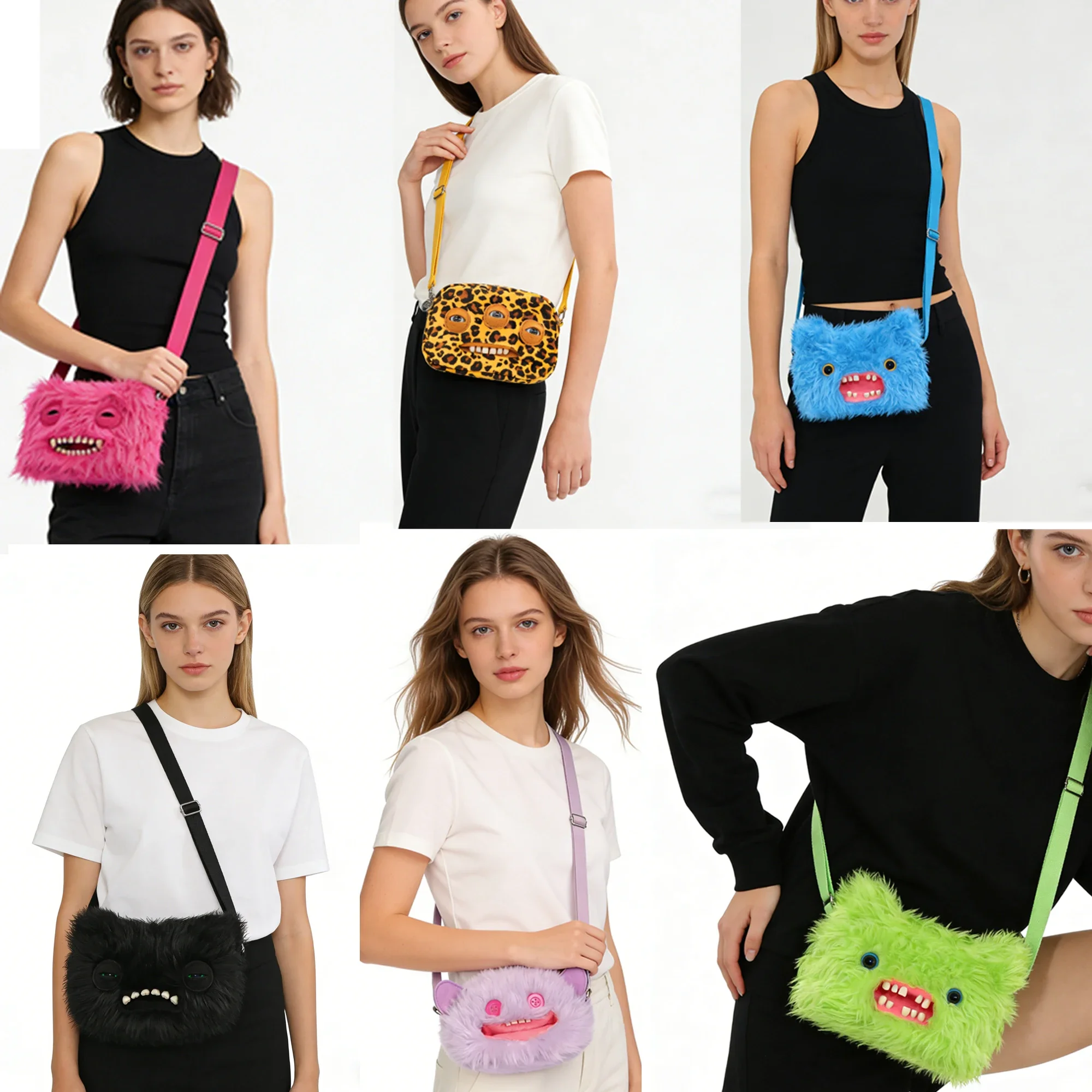 Fugglers Ugly Tooth Monster Fluffy Crossbody Bags Cute Fugg Plush Purse Shoulder Backpack Wallet Girls Boys Cartoon Animal 22CM