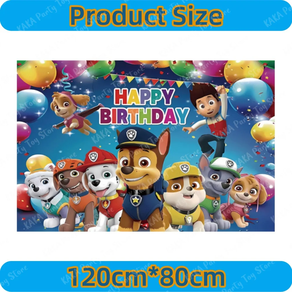 66Pcs Paw Patrol Birthday Decoration Set Latex Balloons Hanging Swirls Banner Backdrop Tablecloth for Kids Party Event Supplies