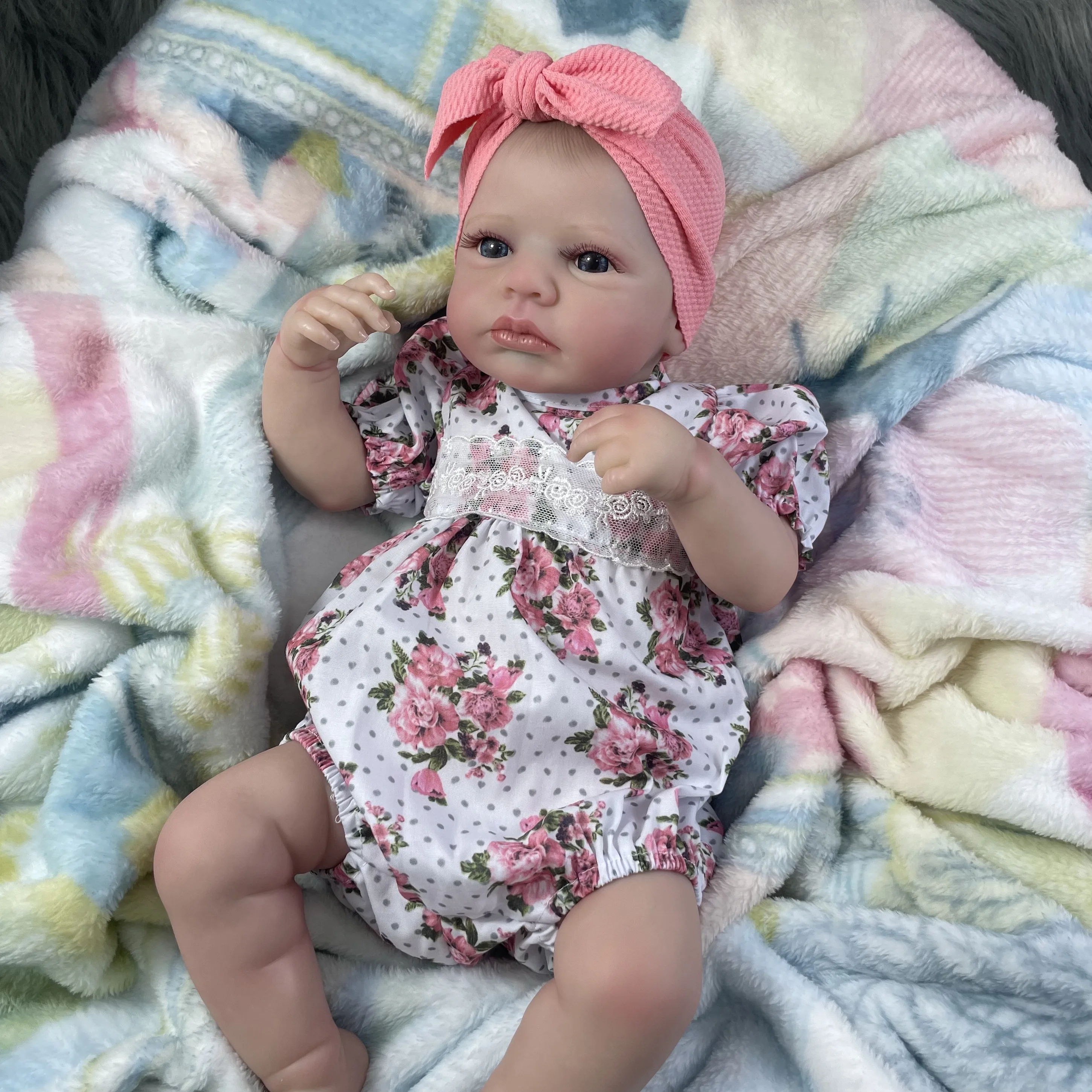 MRB 50CM LouLou Awake Twins Girl Reborn Baby Dolls Lifelike Vinyl Newborn 3D Skin Visible Veins DIY Toys For Girls