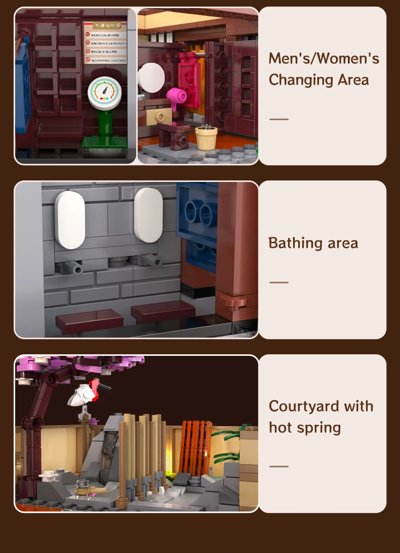 Cada Japanese Sushi HouseBricks Shop LED Japanese Steamed Bun House Building Blocks Summer Cafe Cada Toy Street View Series Set