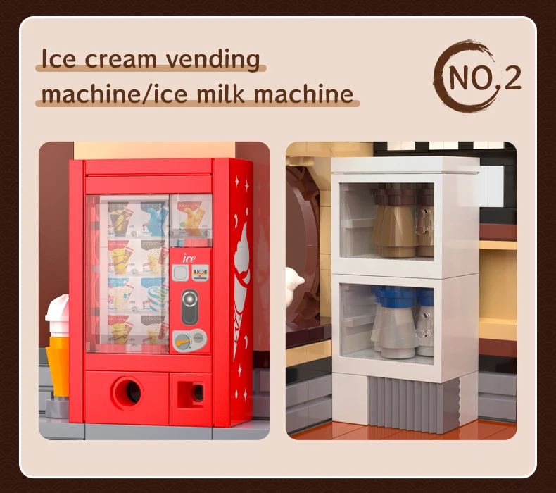 Cada Japanese Sushi HouseBricks Shop LED Japanese Steamed Bun House Building Blocks Summer Cafe Cada Toy Street View Series Set