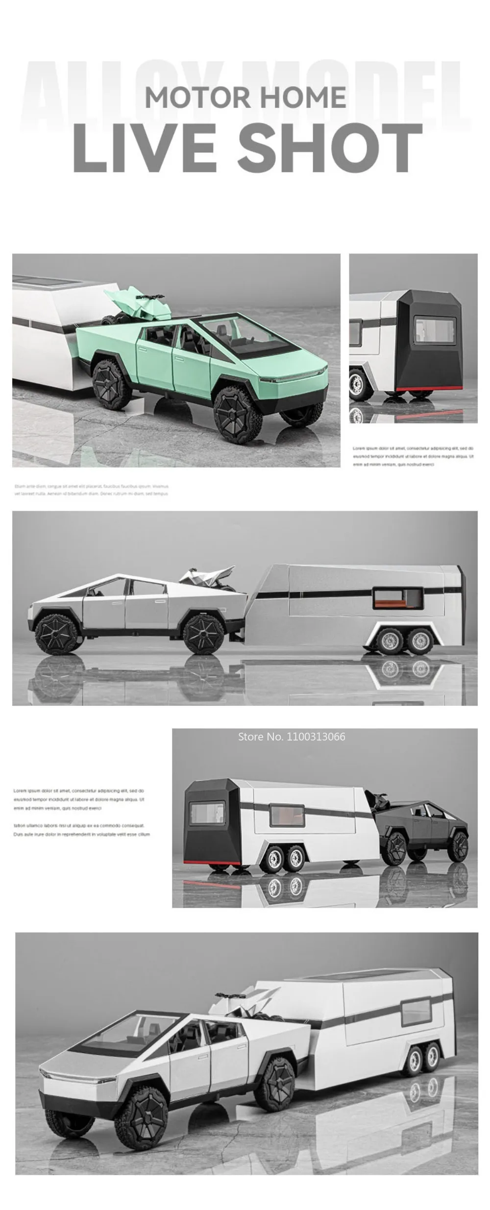 1:32 Pickup Model Car Toys Simulation Metal Diecast Truck Trailer RV Limousine Sound Light Collection Toy for Boys Gifts