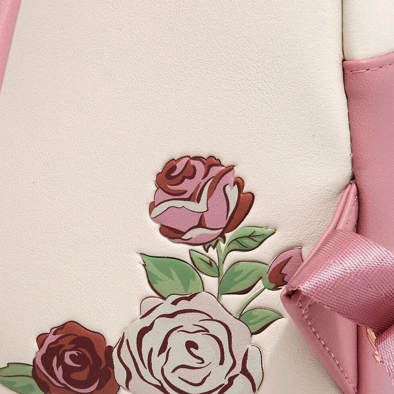 Beauty & Beast Princess Belle Flowers White Pink Wallet Mini Backpack