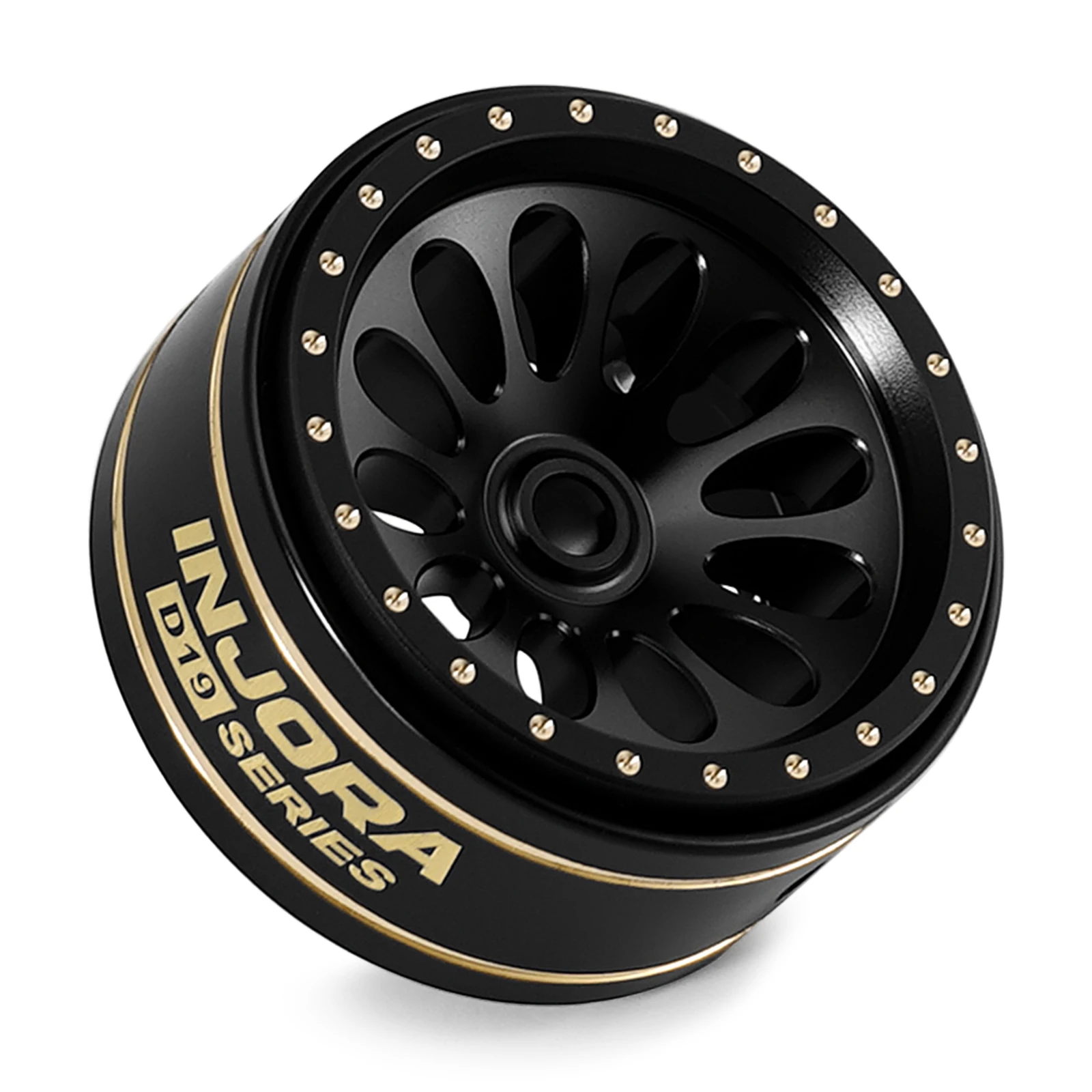 INJORA 0.7" D19 Ripple Black Coating Brass Beadlock Wheels for 1/30 Axial SCX30 (W7005)