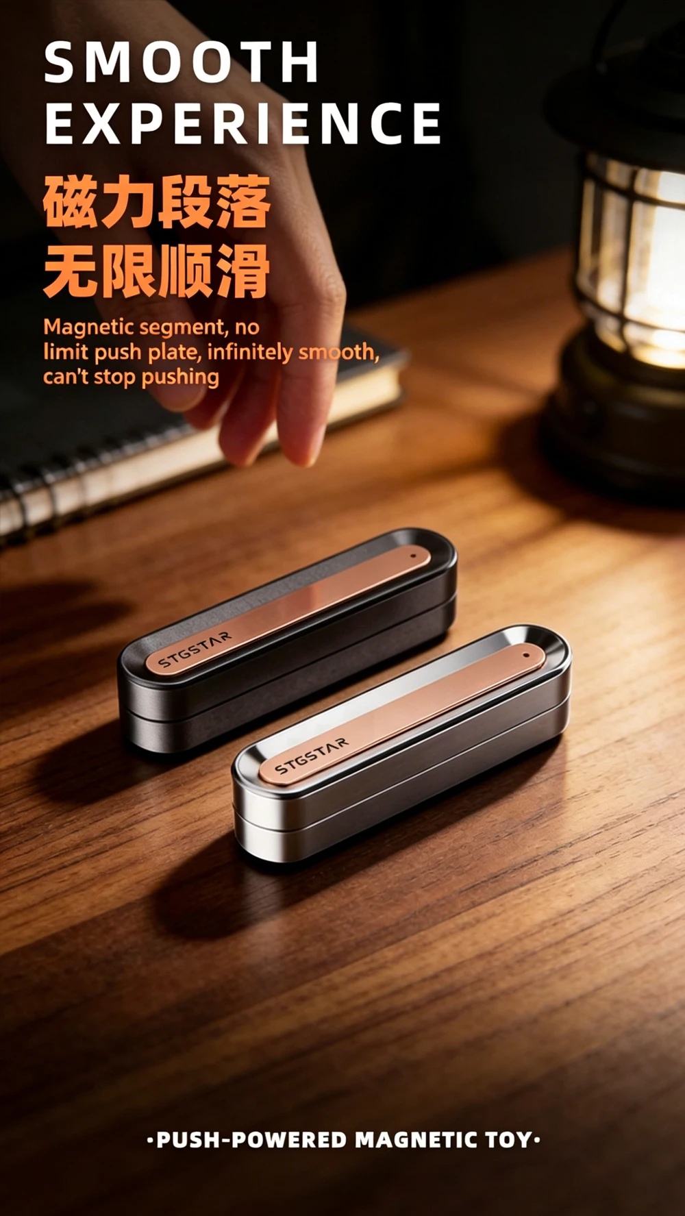 EDC Fidget Toys Magnetic Push Slider Crisp Sound Mechanical Ratchet Fidget Spinner ADHD Anxiety Stress Relief Toy ADHD Desk Toy