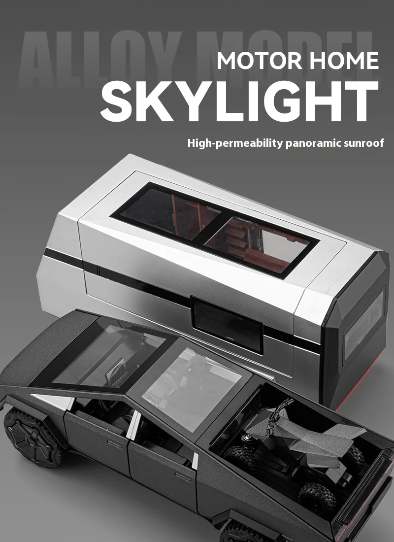 Cyber Truck Pickup Trailer RV Metal Alloy Toy Car Model Die-Casting Off-Road Vehicle Men's Gift Collection Truck Ornaments