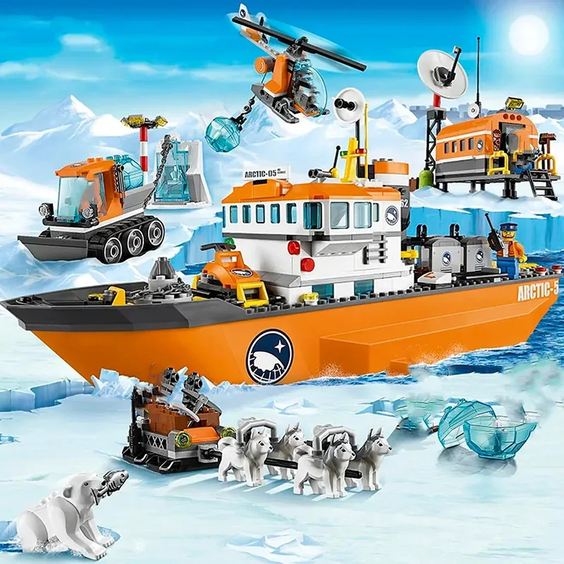717Pcs City Series Arctic Exploration Building Blocks, Giant Ship Model, Kids DIY Assembly Toy, Christmas & Birthday Gifts