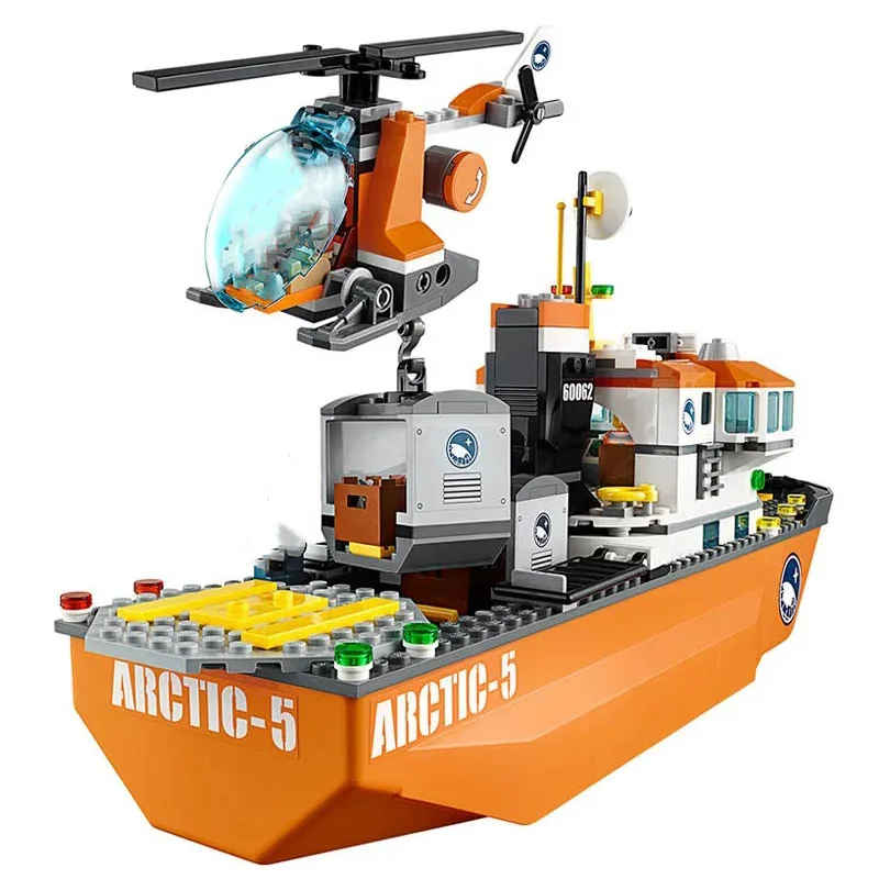 717Pcs City Series Arctic Exploration Building Blocks, Giant Ship Model, Kids DIY Assembly Toy, Christmas & Birthday Gifts