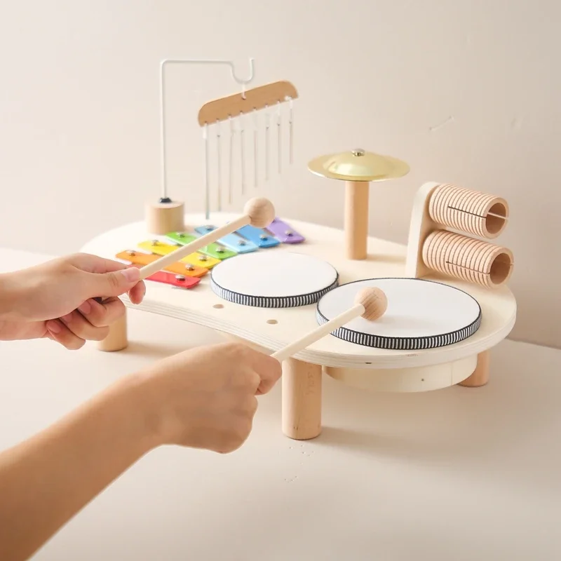 1A-Educational Toys Wooden Aeolian Bells Montessori Children's Musical Toys Xylophone Newborn Birthday Gifts Music Table Toys