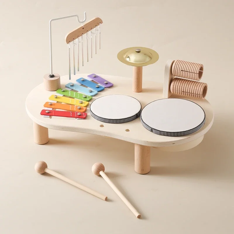 1A-Educational Toys Wooden Aeolian Bells Montessori Children's Musical Toys Xylophone Newborn Birthday Gifts Music Table Toys