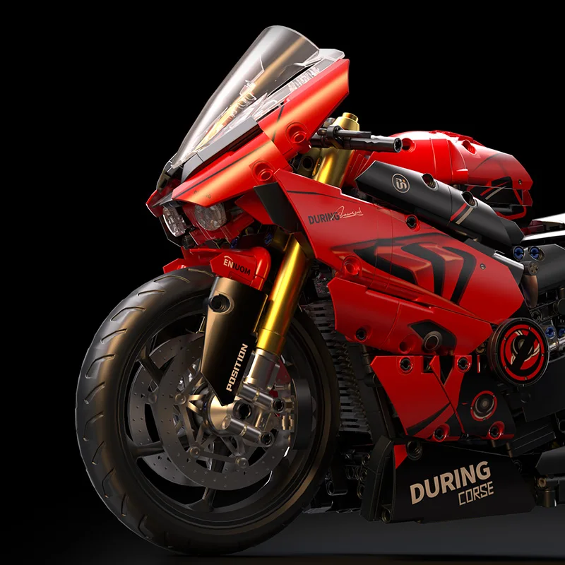 V4s Motorcycle Building Blocks Set, Super Racing Model with Display Stand, STEM Toys for Adults & Toys, Gifts for Boys and Girls