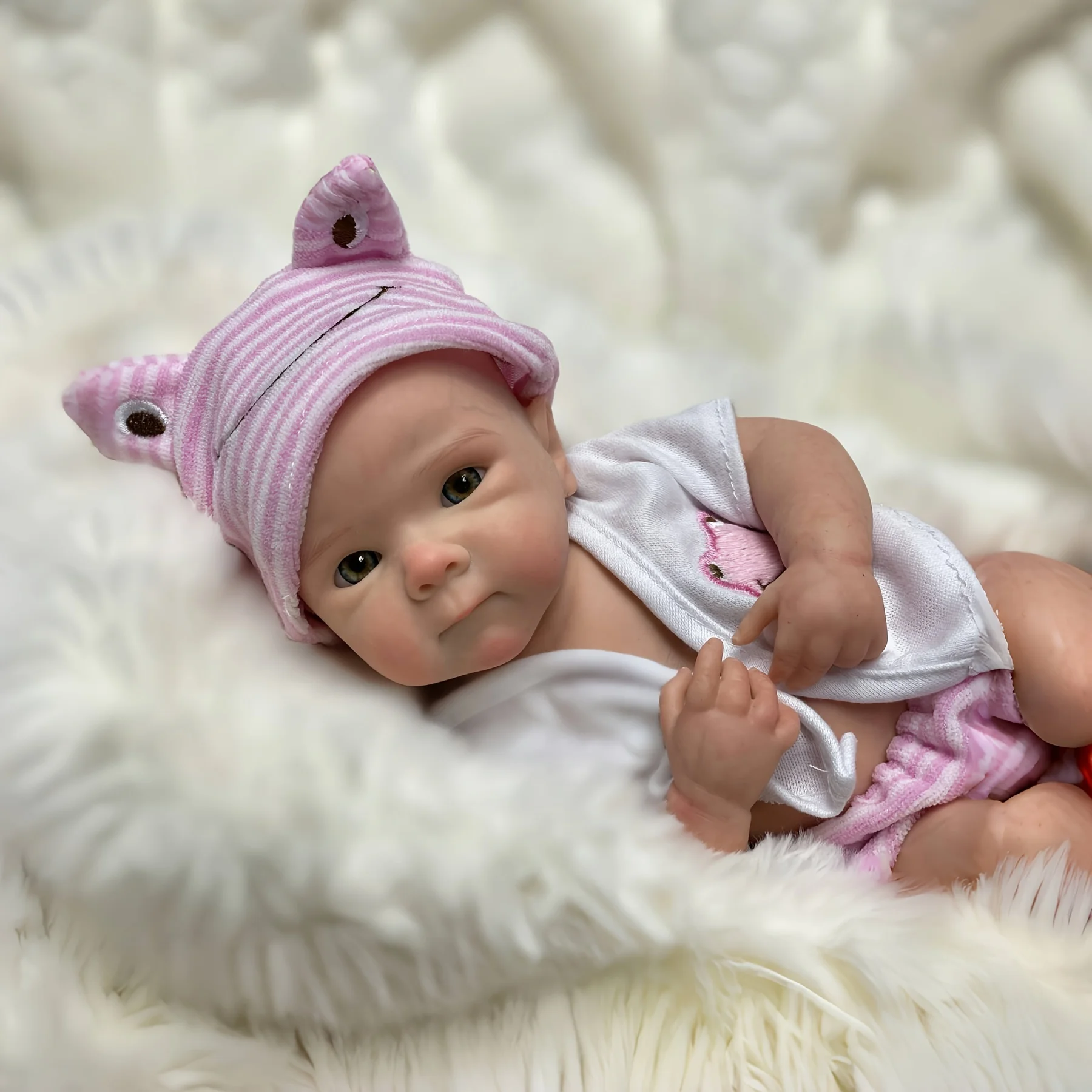 Can Open Mouth 33cm Bettie Solid Silicone Bebe Reborn Girl With 2 Sets Outfits 3D Painted Skin Soft Reborn Doll For Kid's Gift