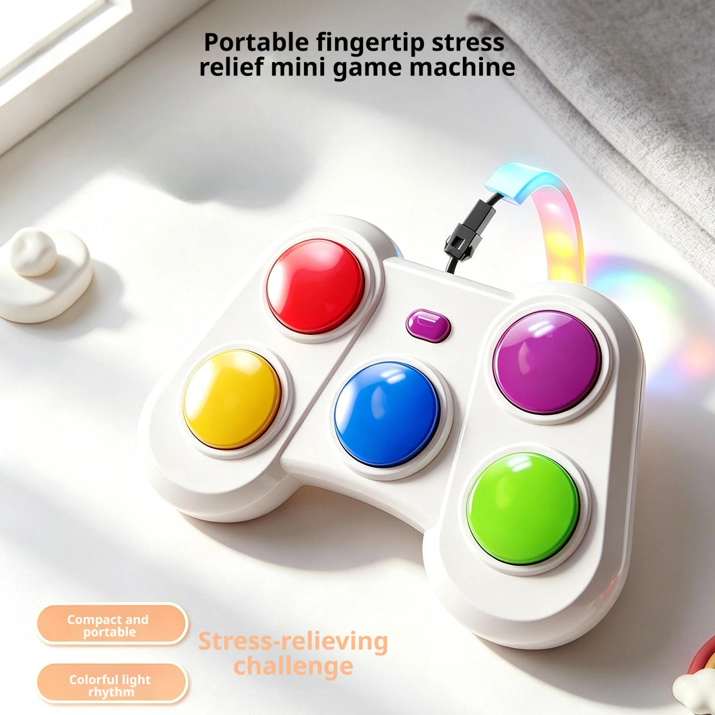 Rhythm Light Chase Game Dual Mode Sensory Toy Rechargeable Reaction Game LED Music Light Matching Family Fun Stress Relief