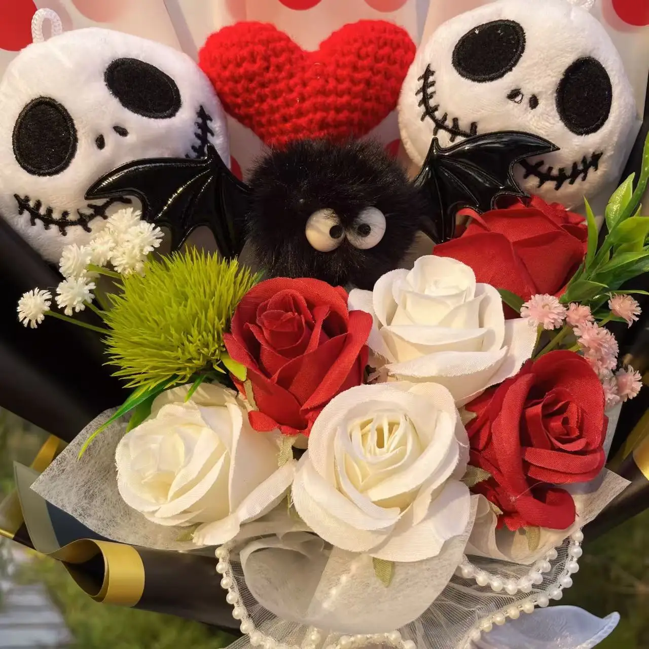 Halloween Plush Doll Toy With Flowers Bouquet Stuffed Animals Valentine Christmas Graduation Gift