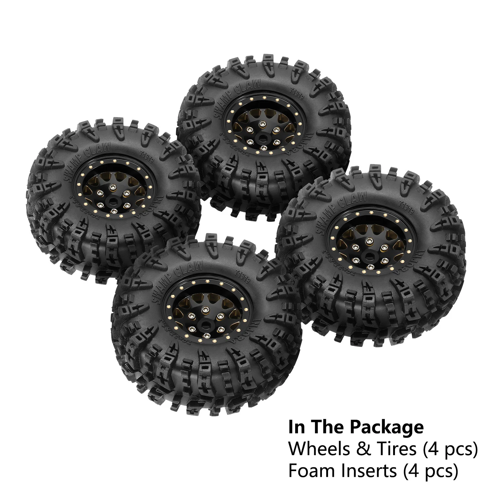 INJORA 87g Brass Swamp Claw 70*27mm S5 Mud Terrain 1.3" Wheel Tires Set for 1/18 1/24 RC Crawler Car