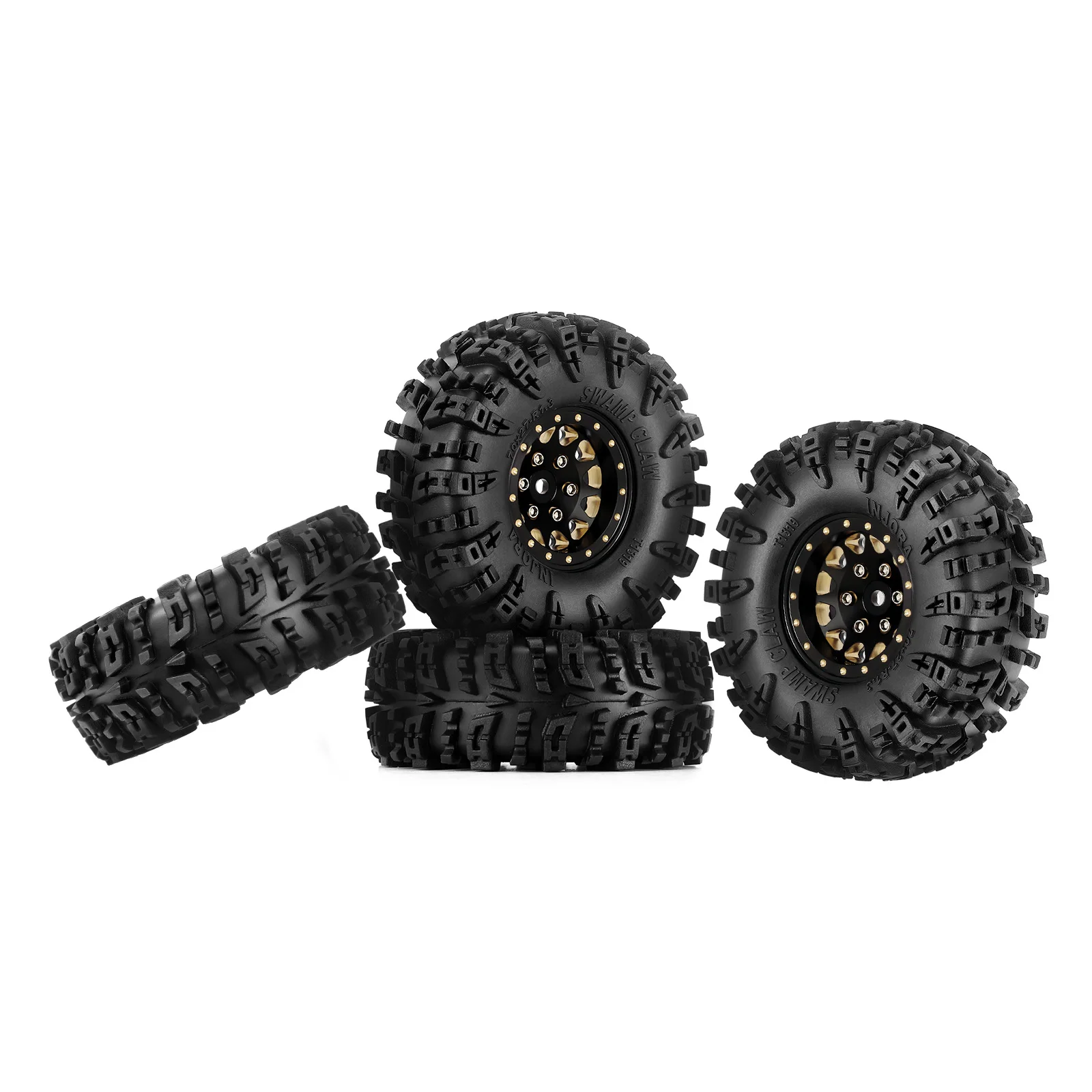 INJORA 87g Brass Swamp Claw 70*27mm S5 Mud Terrain 1.3" Wheel Tires Set for 1/18 1/24 RC Crawler Car