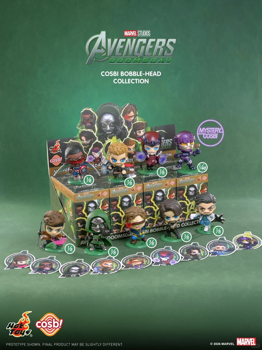 Original Hot Toys Marvel Avengers 5: Doomsday Cosbi Bobble-Head Collection Blind Box Action Figures Ornaments Collect Toys Gifts
