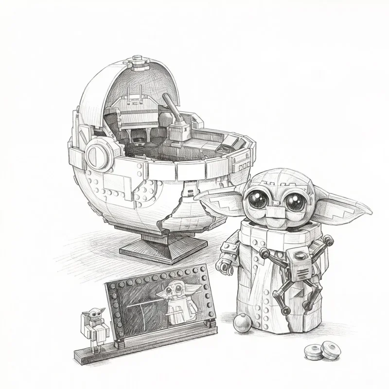 new1048PCS Spaceship with Baby Stroller Building Blocks Creative Assembly Model Christmas Gifts Home Desktop Decor
