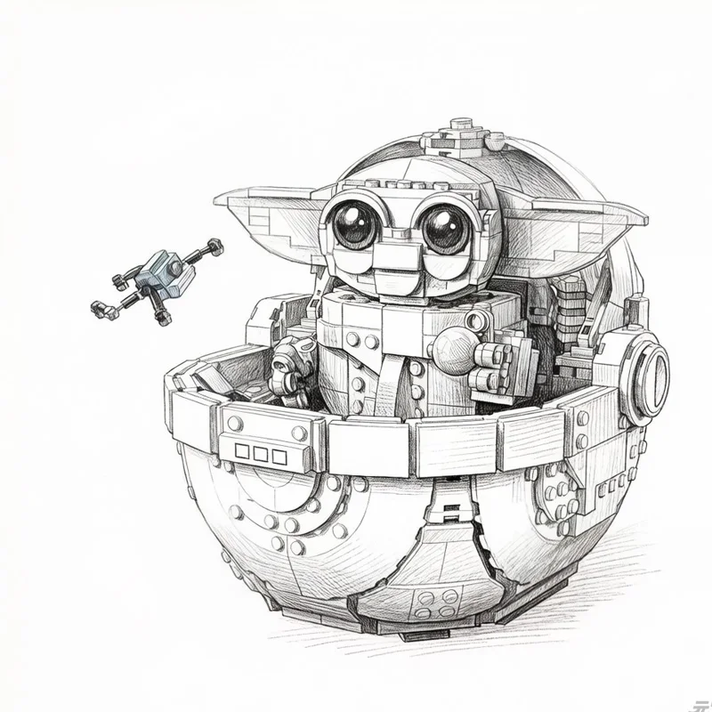 new1048PCS Spaceship with Baby Stroller Building Blocks Creative Assembly Model Christmas Gifts Home Desktop Decor