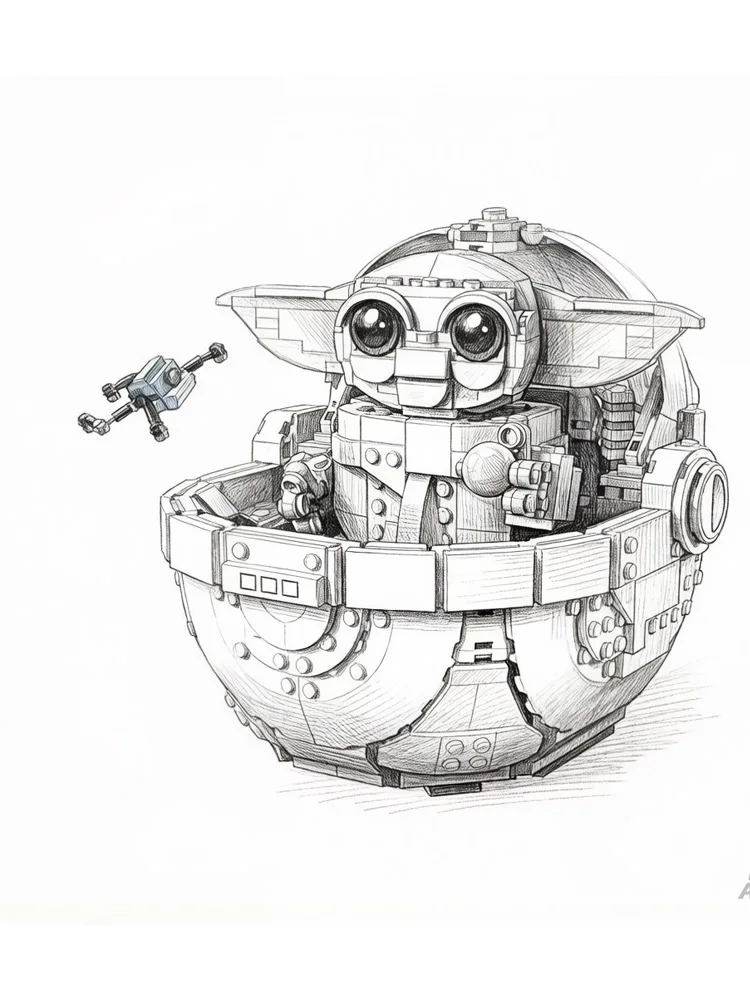 new1048PCS Spaceship with Baby Stroller Building Blocks Creative Assembly Model Christmas Gifts Home Desktop Decor