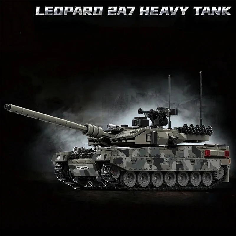 1007pcs Military Series Building Blocks Model War Leopard 2A7 Heavy Tank Bricks Sets WW2 Creative Toys Adult Gifts Room Decor
