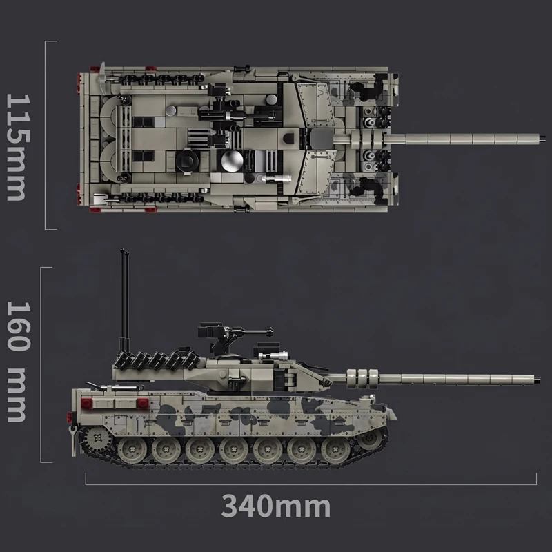 1007pcs Military Series Building Blocks Model War Leopard 2A7 Heavy Tank Bricks Sets WW2 Creative Toys Adult Gifts Room Decor