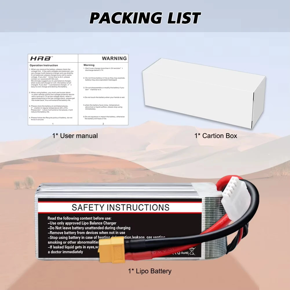 HRB 14.8V 4S 3300mah Lipo Battery XT60 60C For RC FPV Airplanes Drone Racing Boat Car Parts