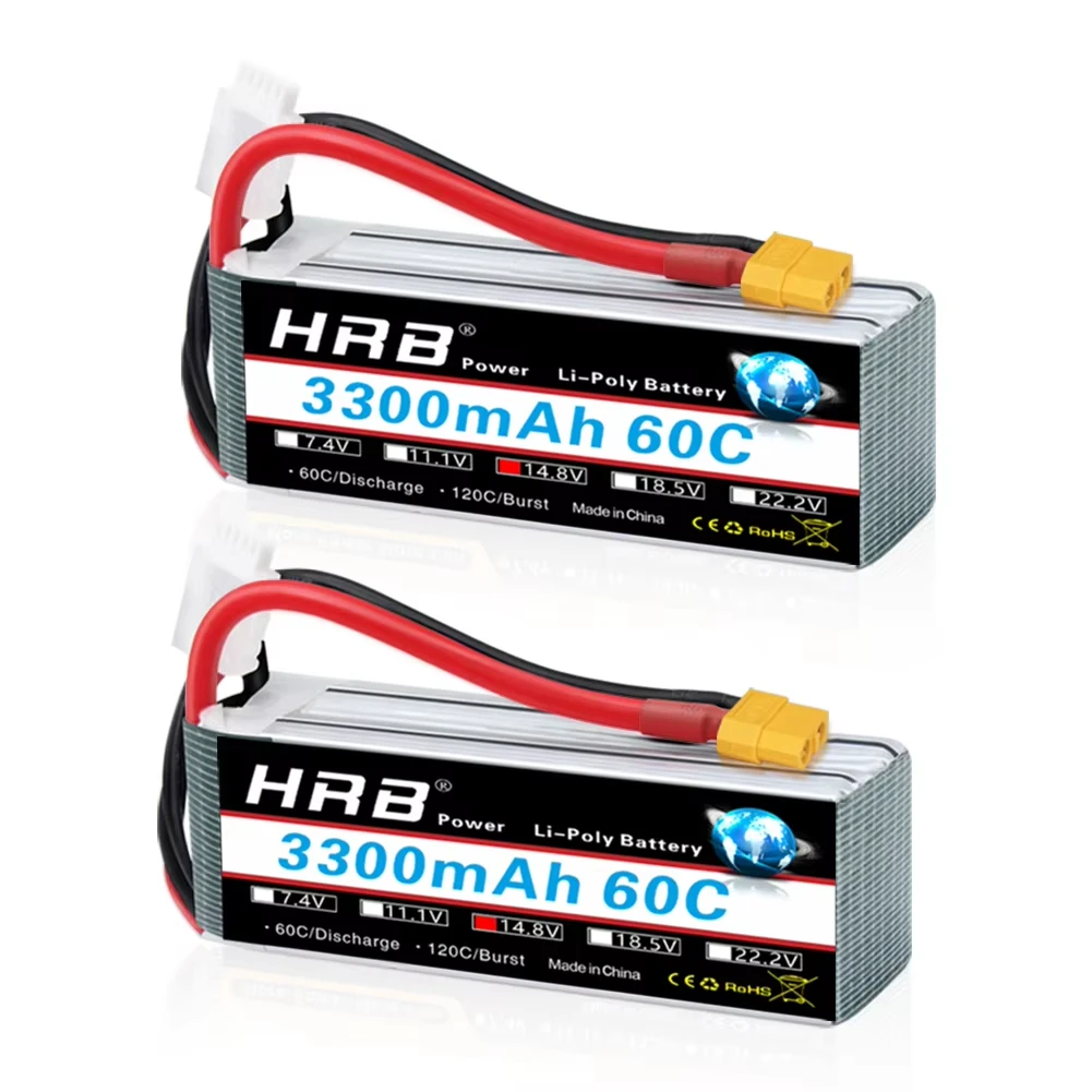 HRB 14.8V 4S 3300mah Lipo Battery XT60 60C For RC FPV Airplanes Drone Racing Boat Car Parts