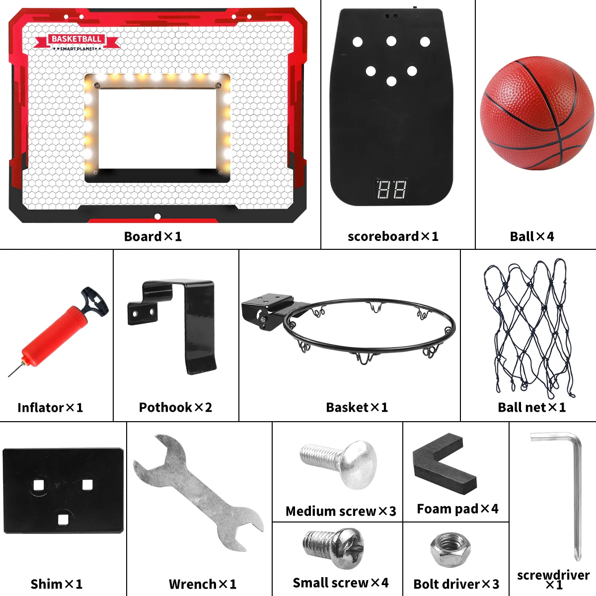 Indoor Kids Basketball Hoop, Dunkable Mini Basketball Hoop Over-the-Door, Teen Gift Toy, Halloween/Christmas/Thanksgiving Gifts