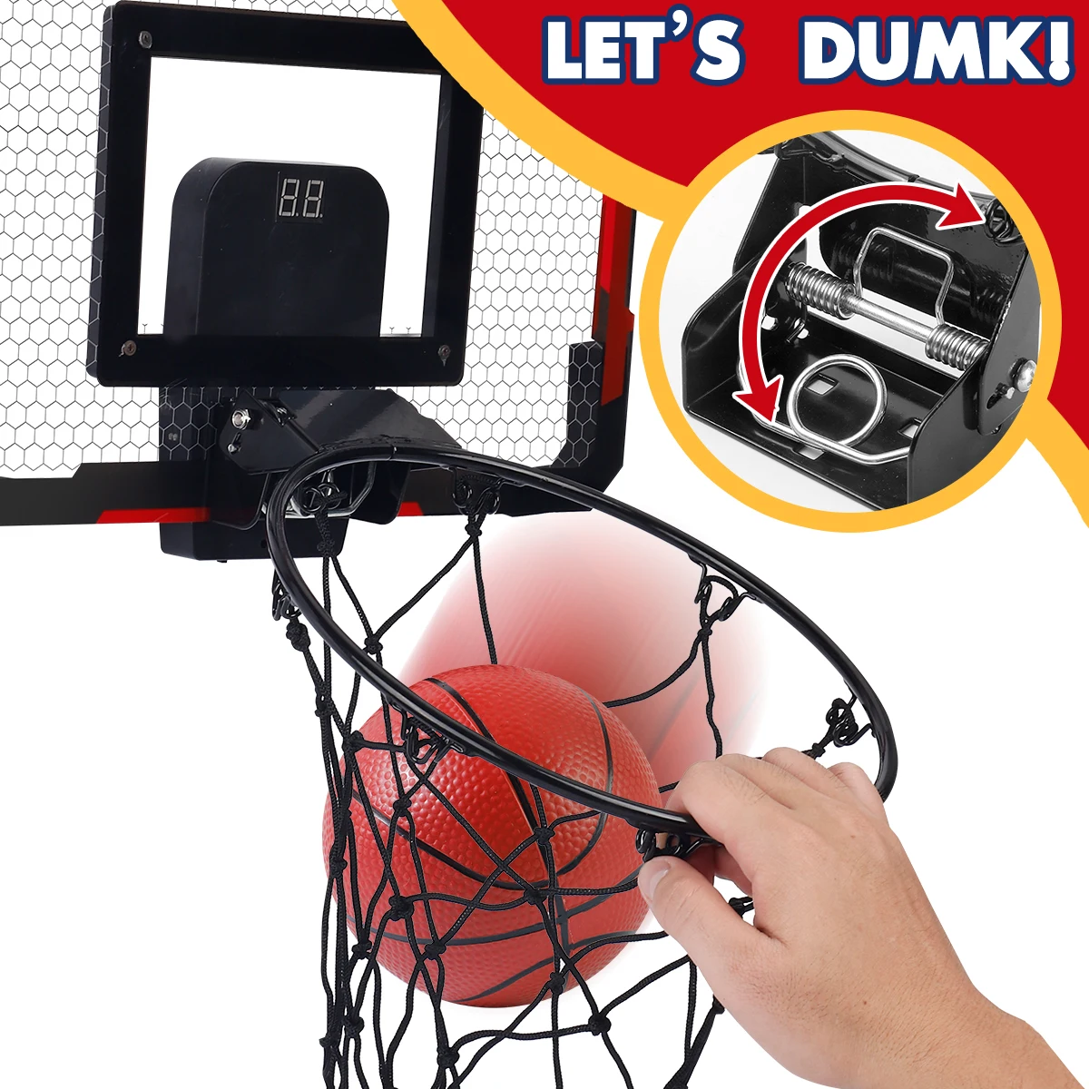 Indoor Kids Basketball Hoop, Dunkable Mini Basketball Hoop Over-the-Door, Teen Gift Toy, Halloween/Christmas/Thanksgiving Gifts