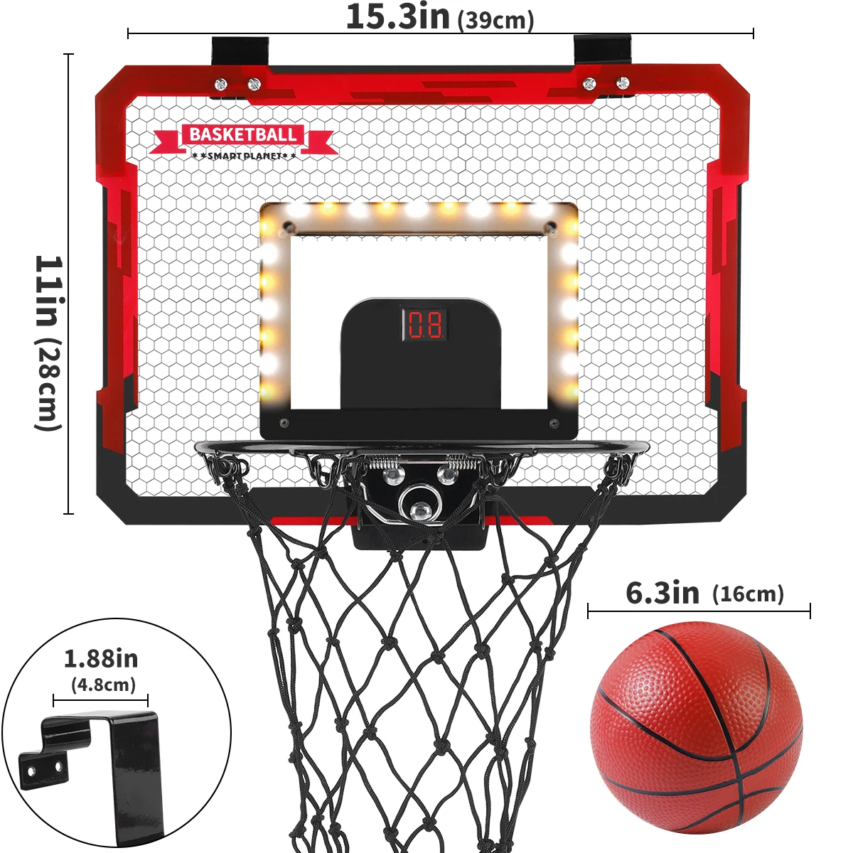 Indoor Kids Basketball Hoop, Dunkable Mini Basketball Hoop Over-the-Door, Teen Gift Toy, Halloween/Christmas/Thanksgiving Gifts