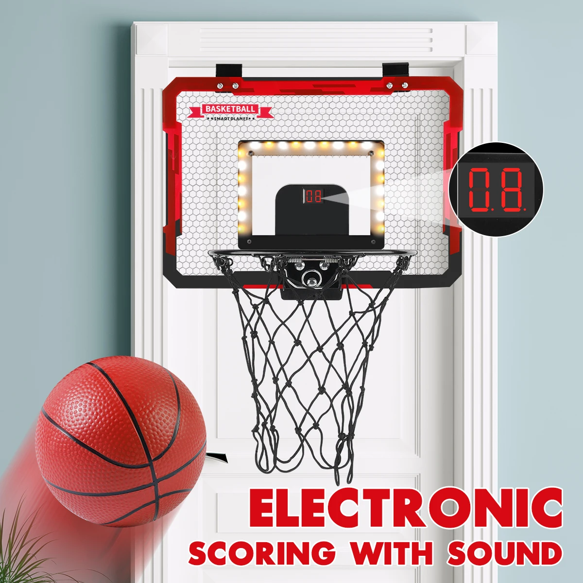 Indoor Kids Basketball Hoop, Dunkable Mini Basketball Hoop Over-the-Door, Teen Gift Toy, Halloween/Christmas/Thanksgiving Gifts