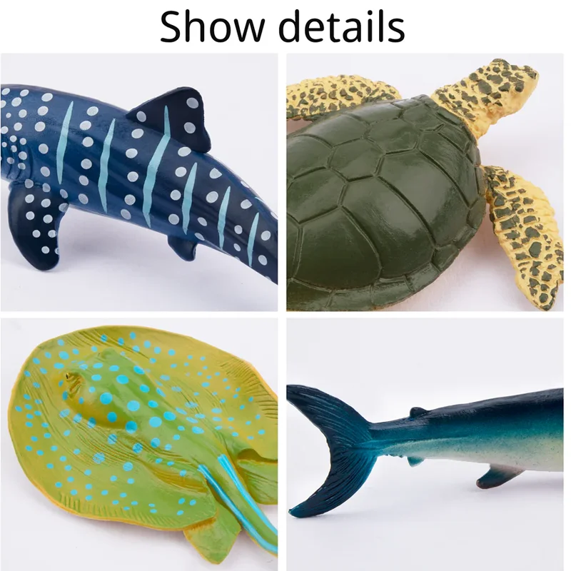 24Pcs Simulation Shark Ocean Animal Model Toy Mini Sea Turtle Figures Dolls Action Figurines Toys for Children Set Gift
