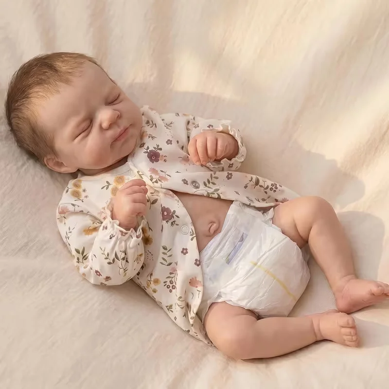 22 Inch/55cm Revival Doll, Realistic Soft Touch 3D Skin, Fine Painting, Handmade Hair Transplant, Vinyl Doll, Suitable as Children's Birthday, Christmas/New Year Gift