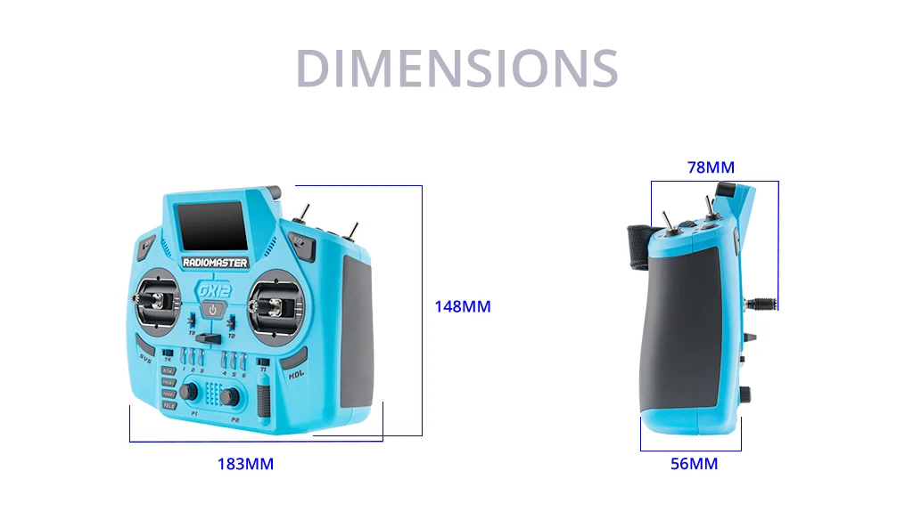 Radiomaster GX12 Crush 1000HZ 3D Digital CNC Hall Gimbal Dual Band Antenna Emini XROSSBAND EXpressLRS Radio Controller