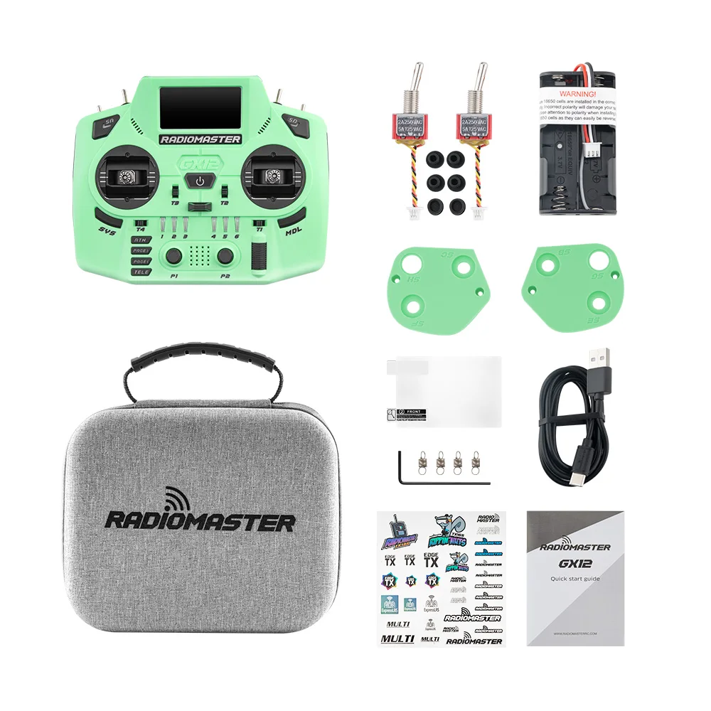 Radiomaster GX12 Crush 1000HZ 3D Digital CNC Hall Gimbal Dual Band Antenna Emini XROSSBAND EXpressLRS Radio Controller