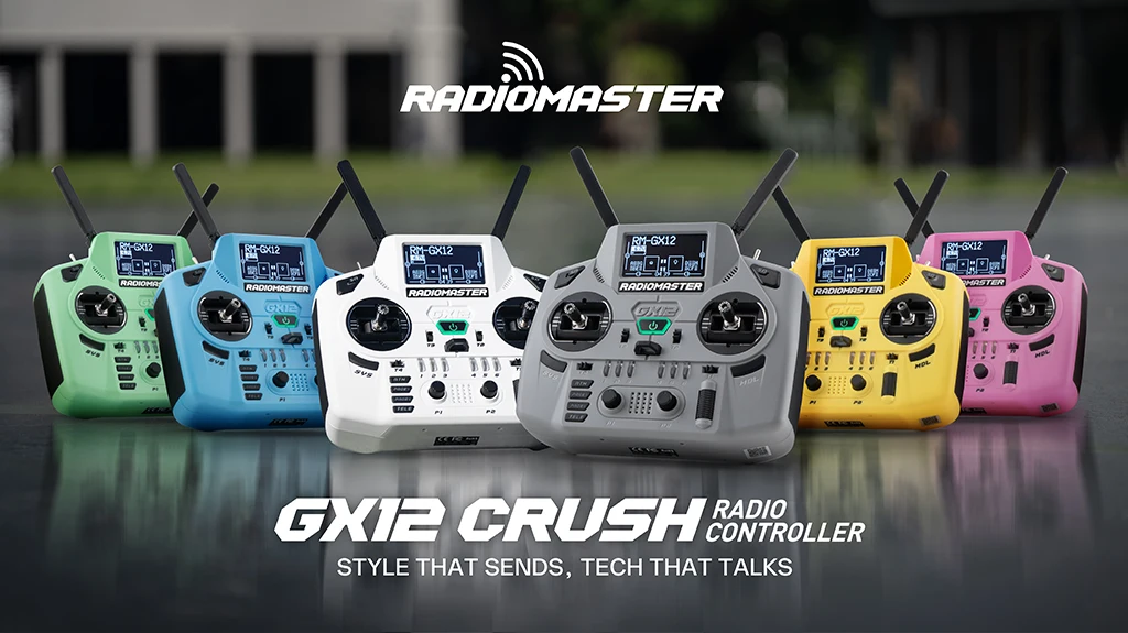 Radiomaster GX12 Crush 1000HZ 3D Digital CNC Hall Gimbal Dual Band Antenna Emini XROSSBAND EXpressLRS Radio Controller