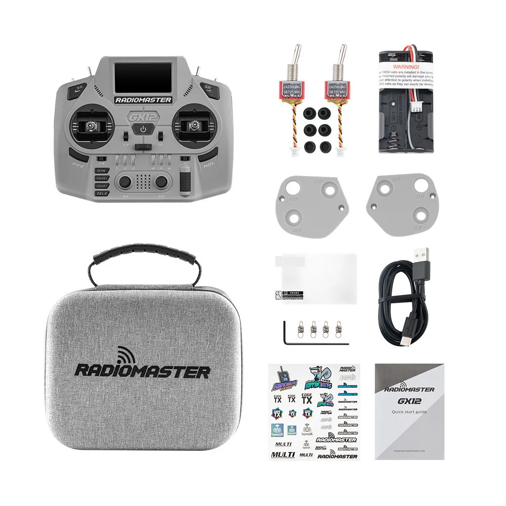 Radiomaster GX12 Crush 1000HZ 3D Digital CNC Hall Gimbal Dual Band Antenna Emini XROSSBAND EXpressLRS Radio Controller
