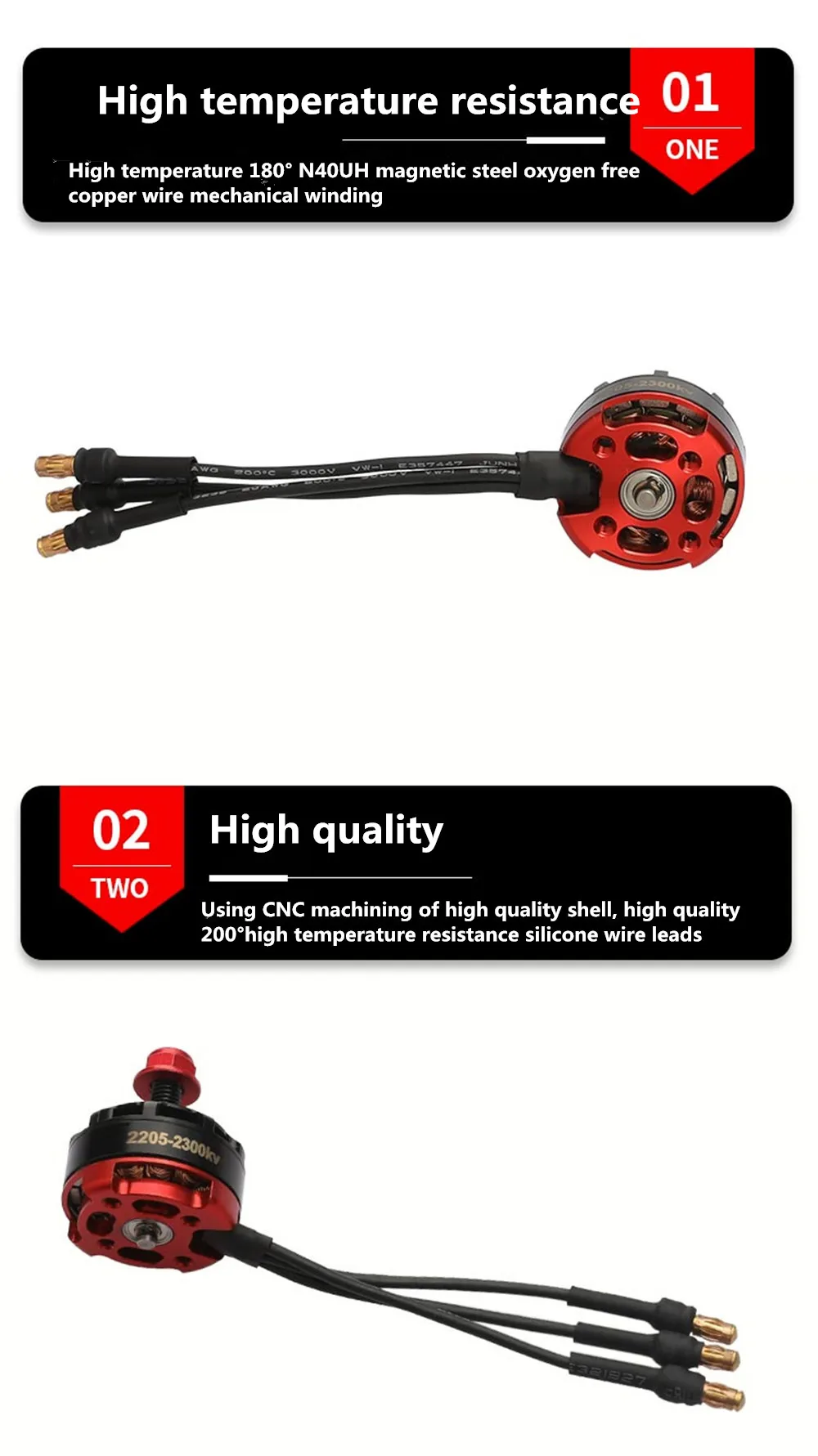 2 Pair Brushless Motor RS2205 2300KV CW/CCW Aircraft Model Four Axis 5-Inch for 2-6S 20A/30A/40A FPV Racing Quadcopter ESC Drone