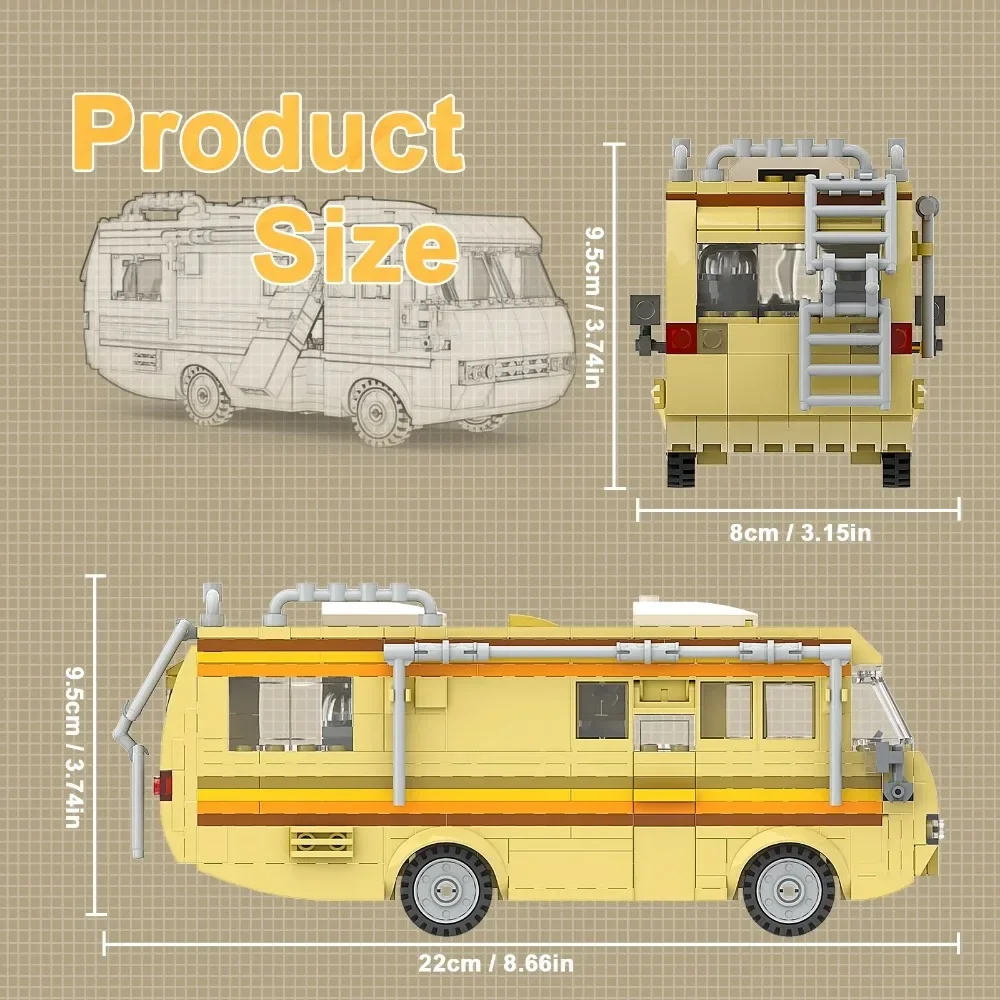 360Pcs Movie MOC Breaking Bad RV Bus Car Model Building Blocks Edacational Brick Toys for Children Birthday Gift