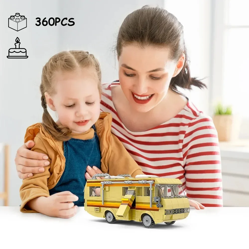 360Pcs Movie MOC Breaking Bad RV Bus Car Model Building Blocks Edacational Brick Toys for Children Birthday Gift